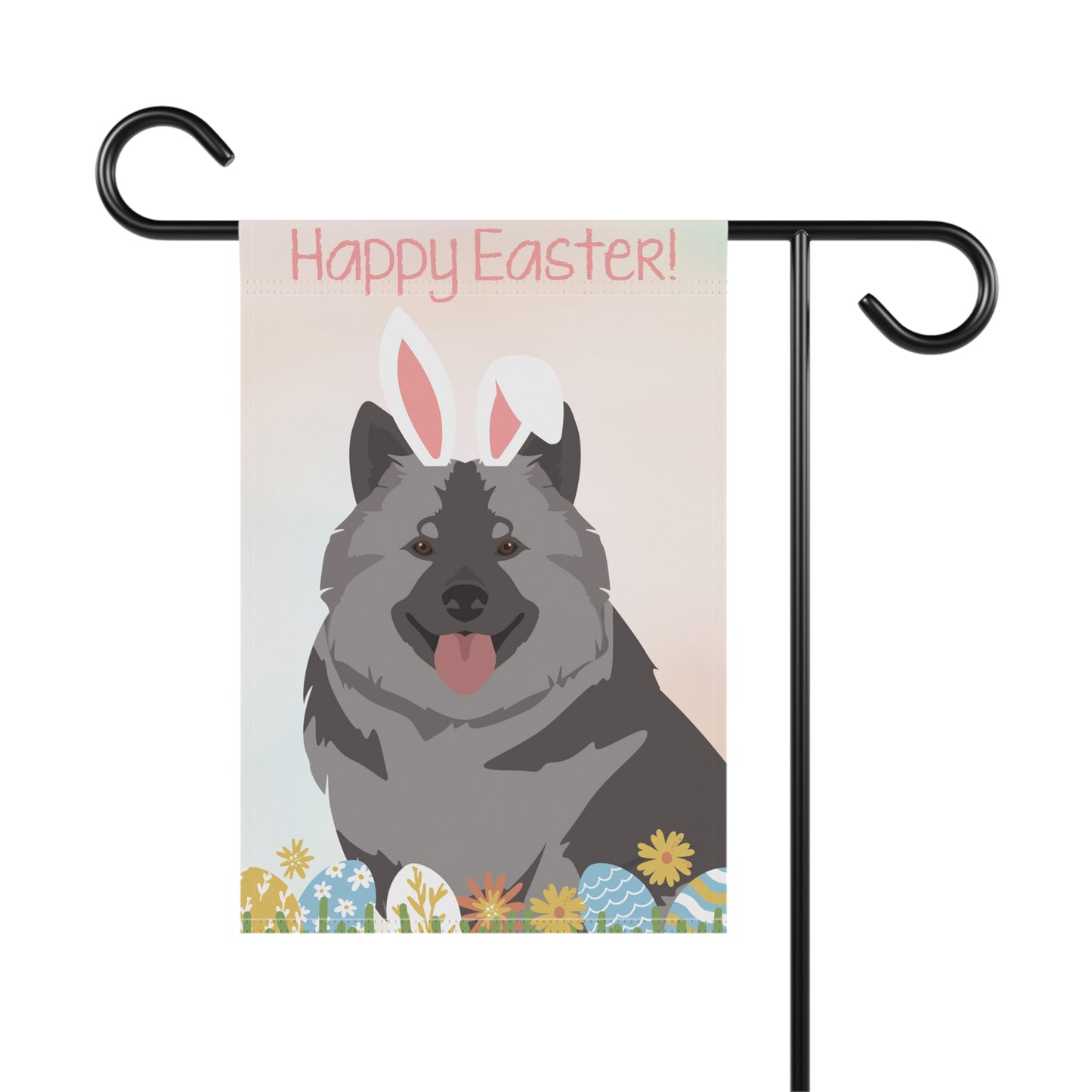 Keeshond Dog Happy Easter Garden Flag