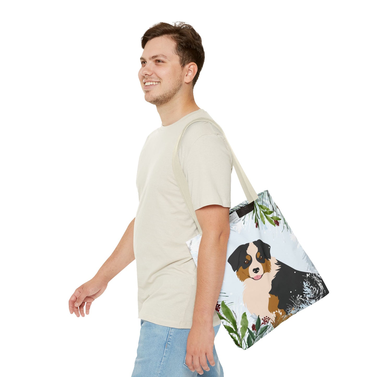 Miniature American Shepherd Dog Christmas Holiday Tote Bag 16x16