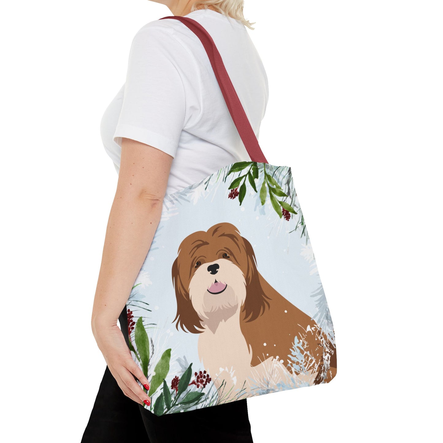Lhasa Apso Dog Christmas Holiday Tote Bag 16x16