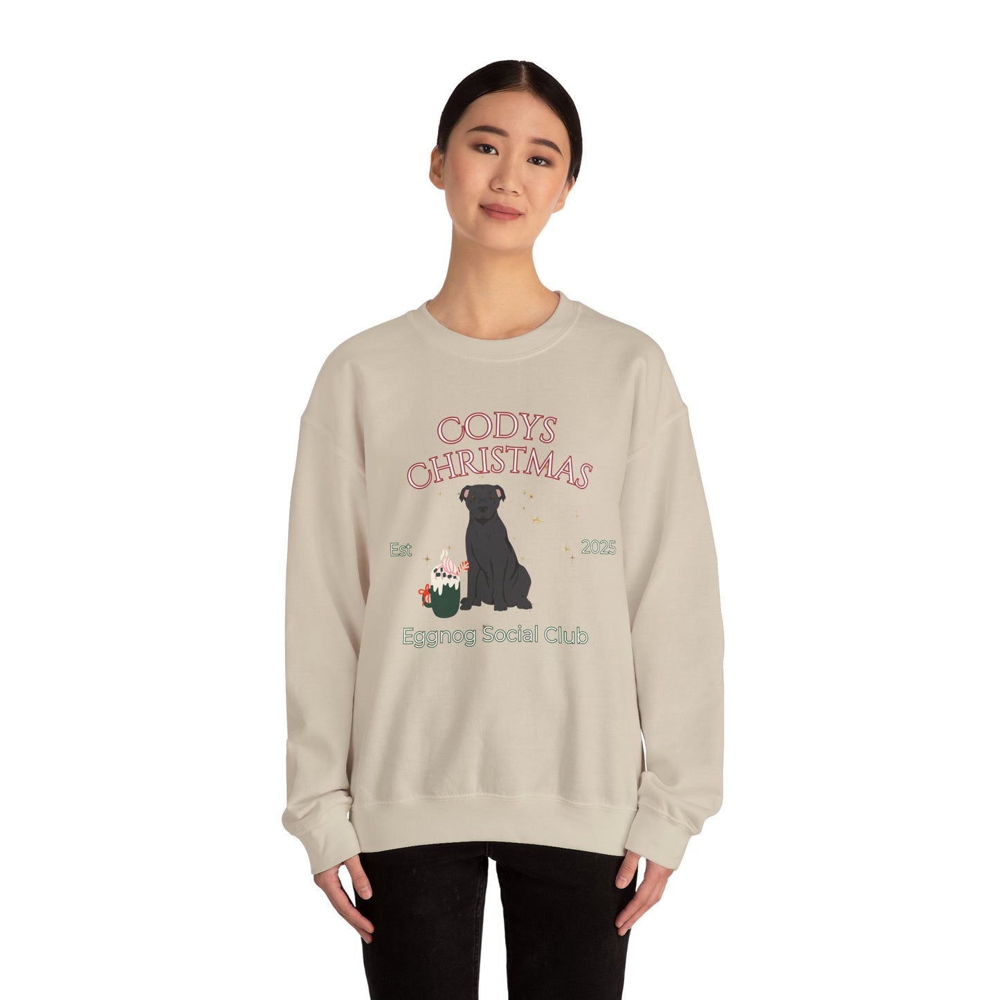American Staffordshire Terrier Dog Christmas Social Club Unisex Heavy Blend Crewneck Sweatshirt Custom Name