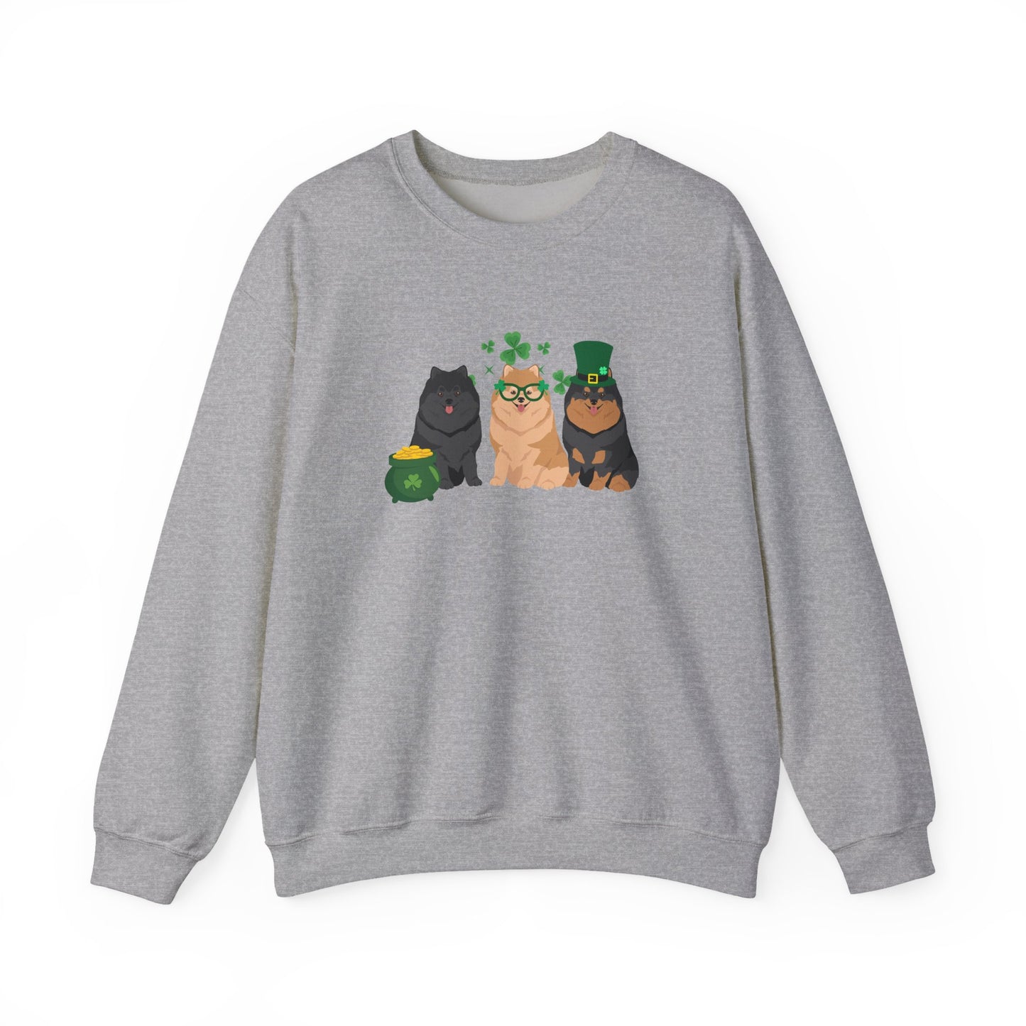 Pomeranian Dog St Patricks Day Unisex Heavy Blend Crewneck Sweatshirt, St Pattys day, Cute Dog Mom Gift