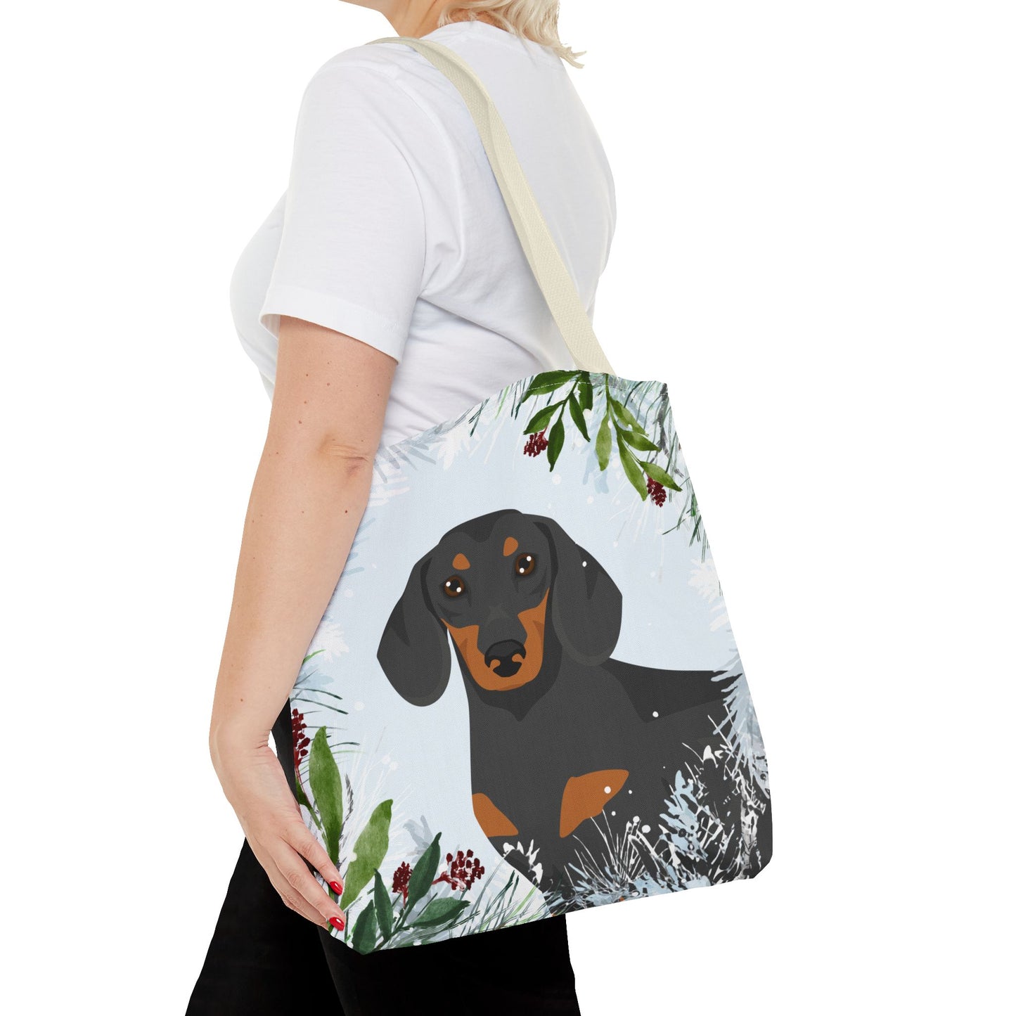 Dachshund Dog Christmas Holiday Tote Bag 16x16