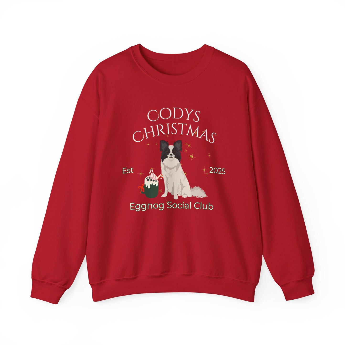 Papillon Dog Christmas Social Club Unisex Heavy Blend Crewneck Sweatshirt Custom Name