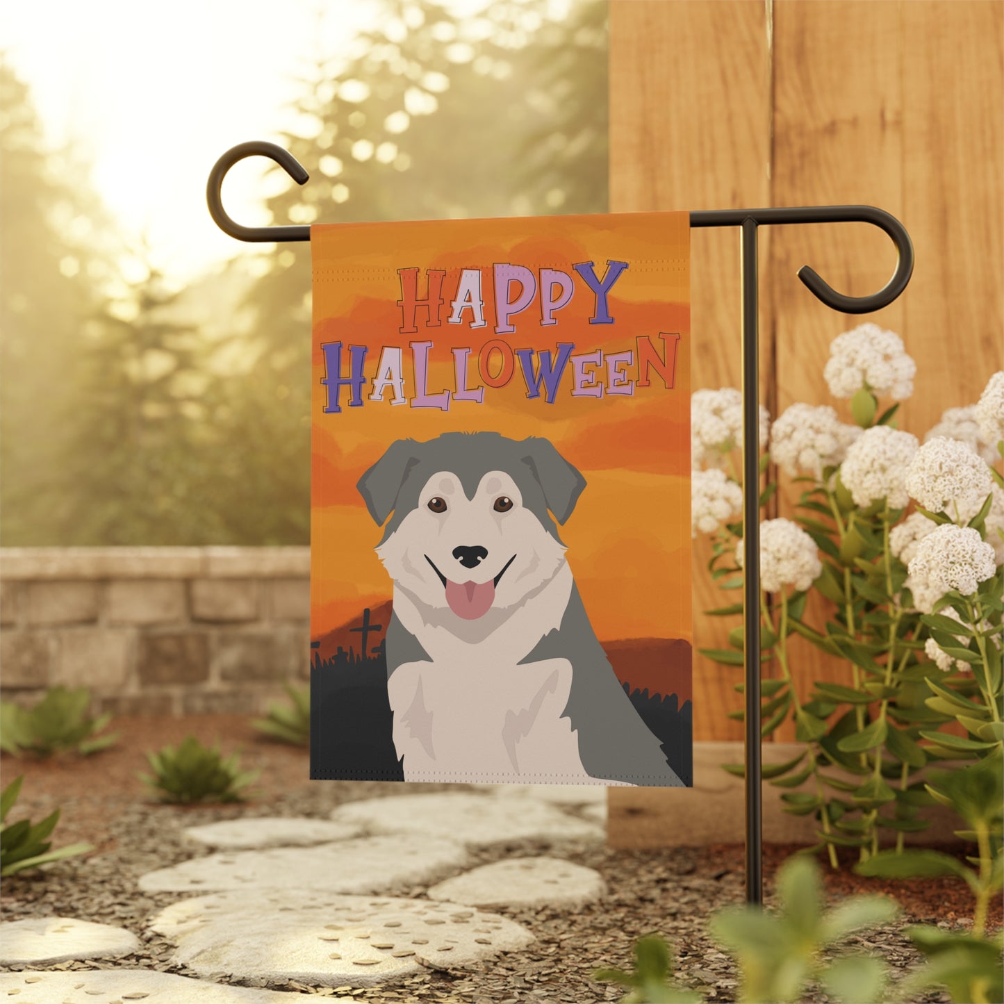 Aidi Dog Halloween Garden Flag
