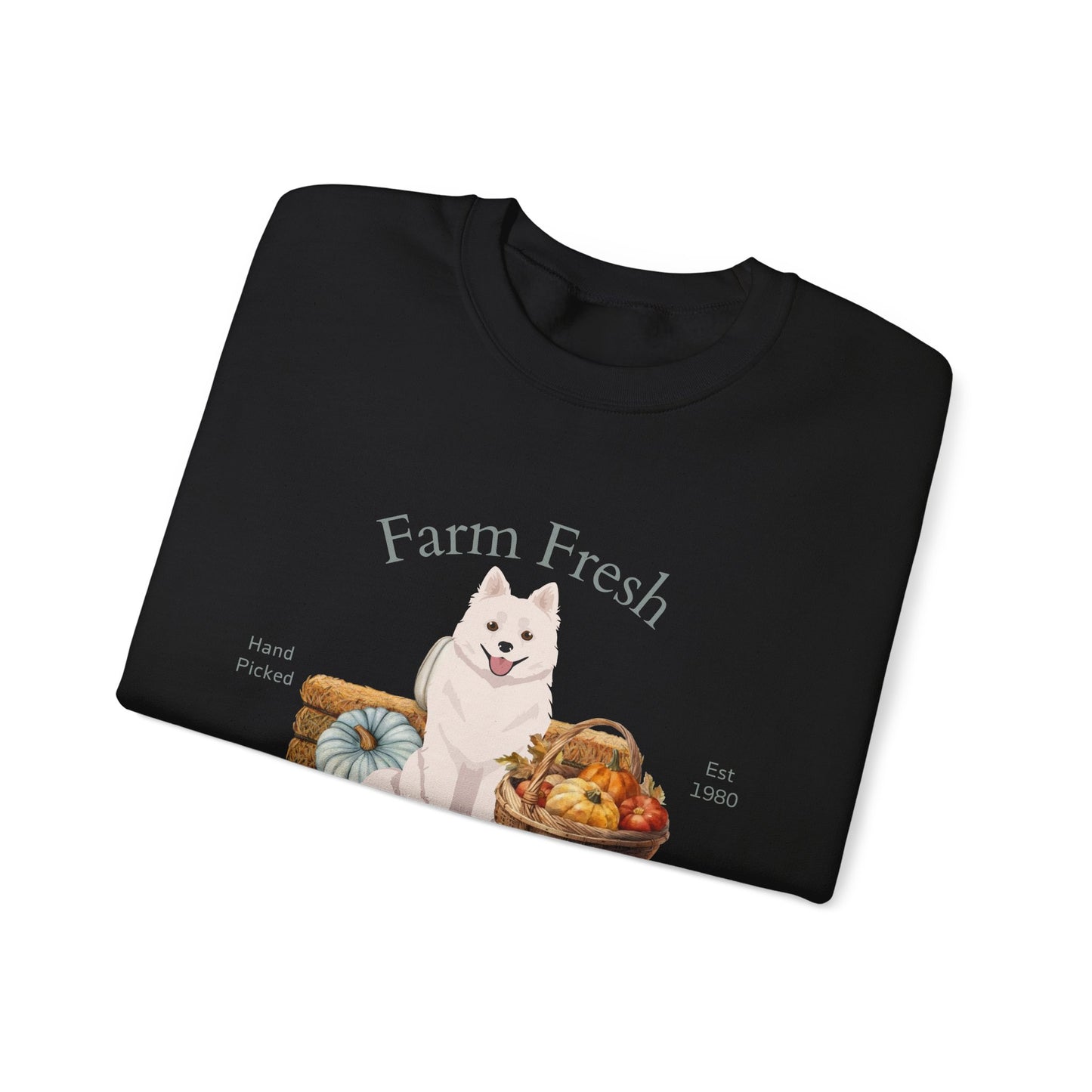 American Eskimo Dog Dog Fall Farm Fresh Unisex Heavy Blend Crewneck Sweatshirt