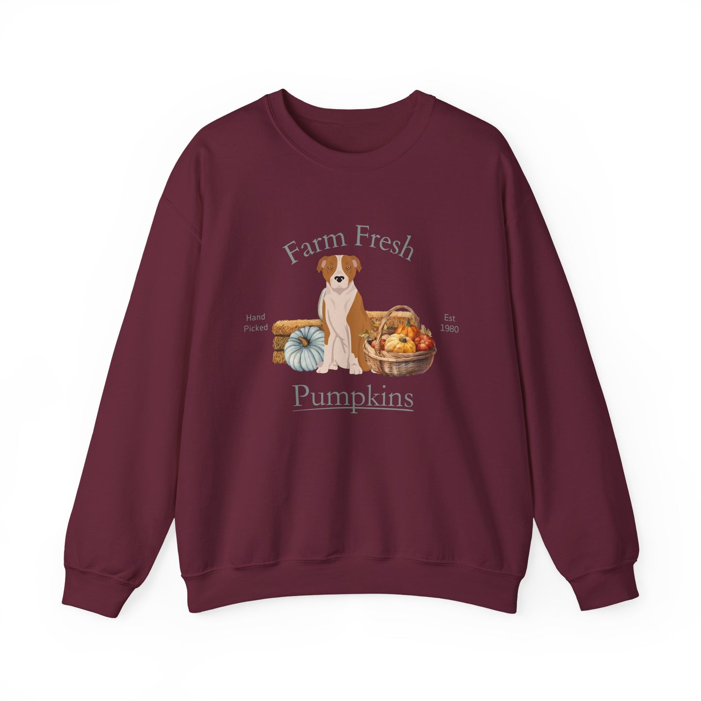American Staffordshire Terrier Dog Fall Farm Fresh Unisex Heavy Blend Crewneck Sweatshirt