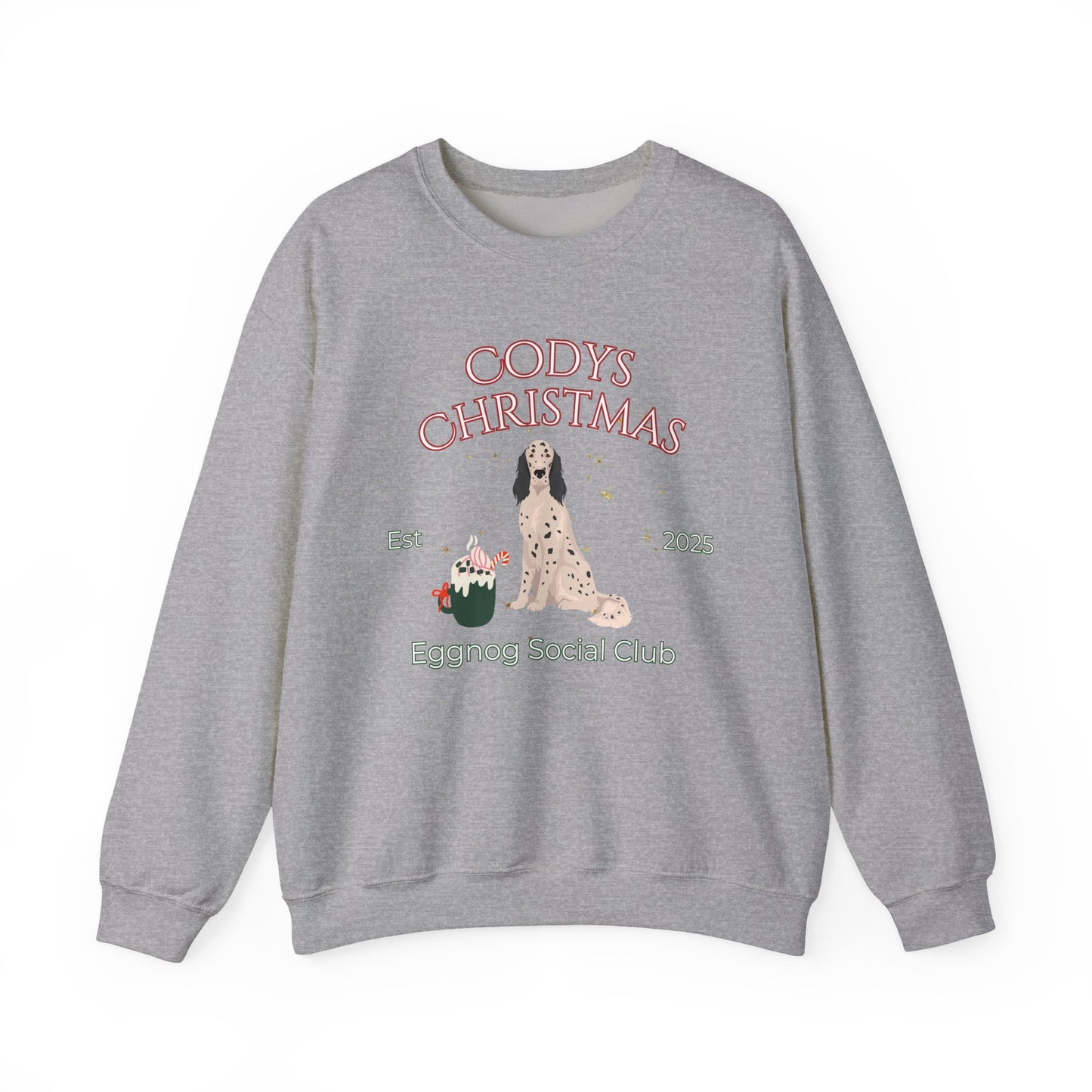 English Setter Dog Christmas Social Club Unisex Heavy Blend Crewneck Sweatshirt Custom Name