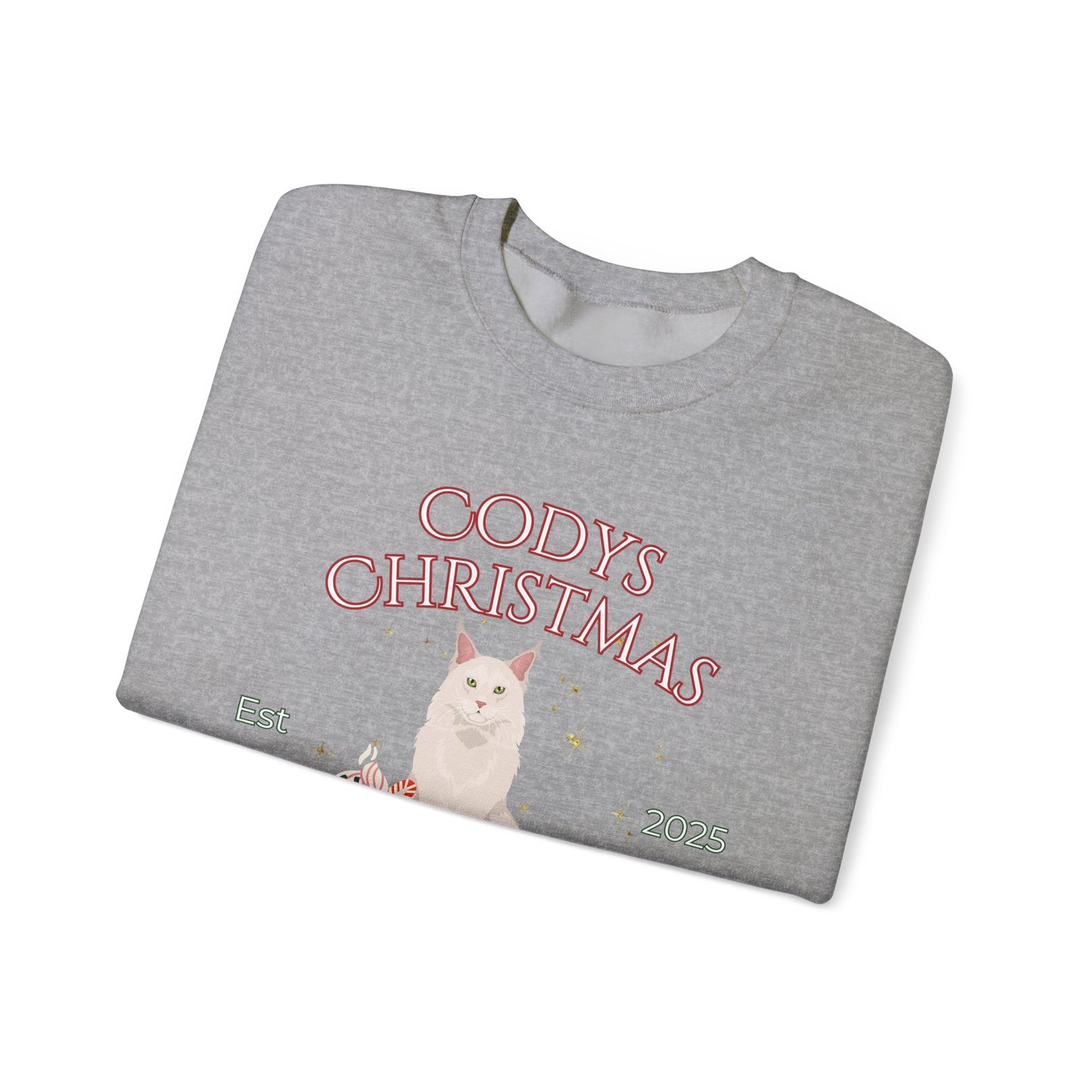 Maine Coon Cat Christmas Social Club Unisex Heavy Blend Crewneck Sweatshirt Custom Name