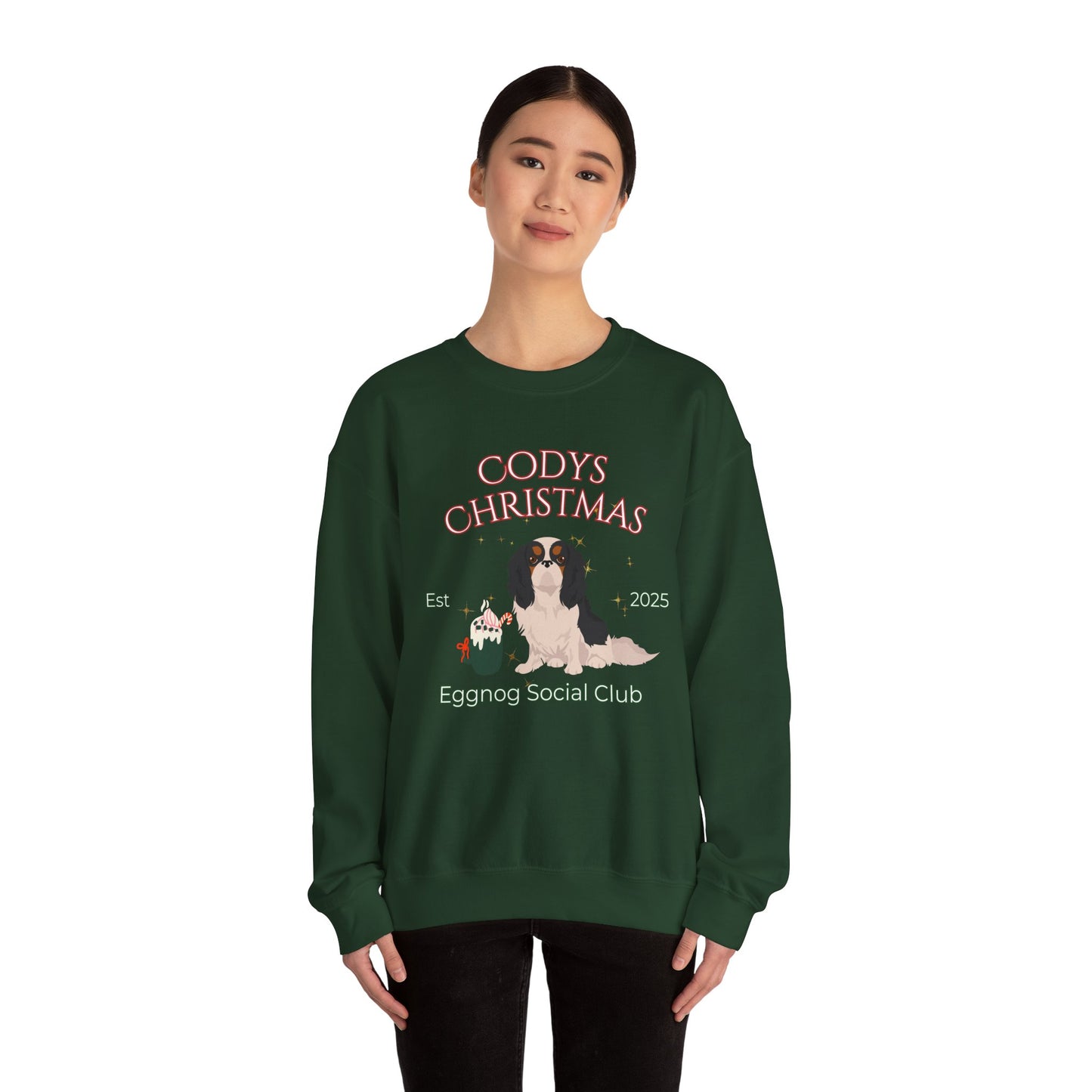 English Toy Spaniel Dog Christmas Social Club Unisex Heavy Blend Crewneck Sweatshirt Custom Name