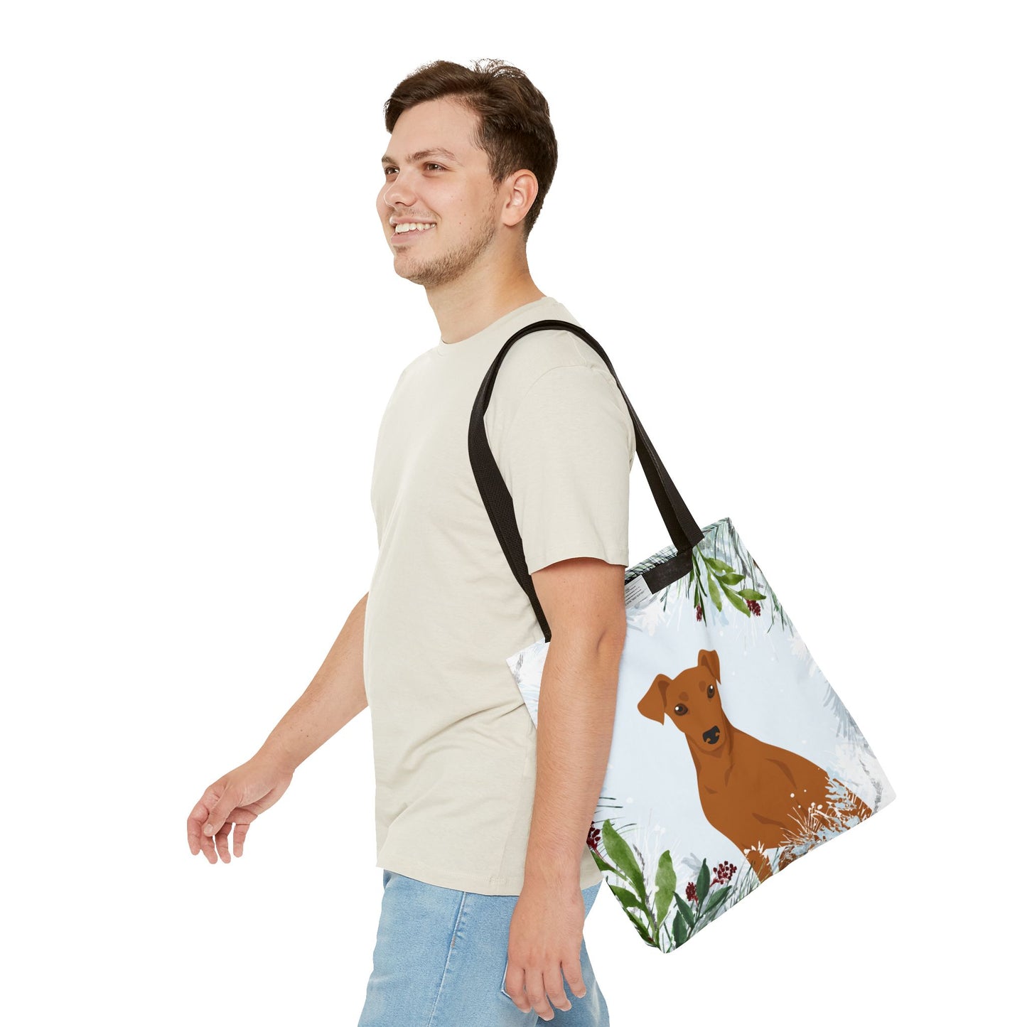 German Pinscher Dog Christmas Holiday Tote Bag 16x16