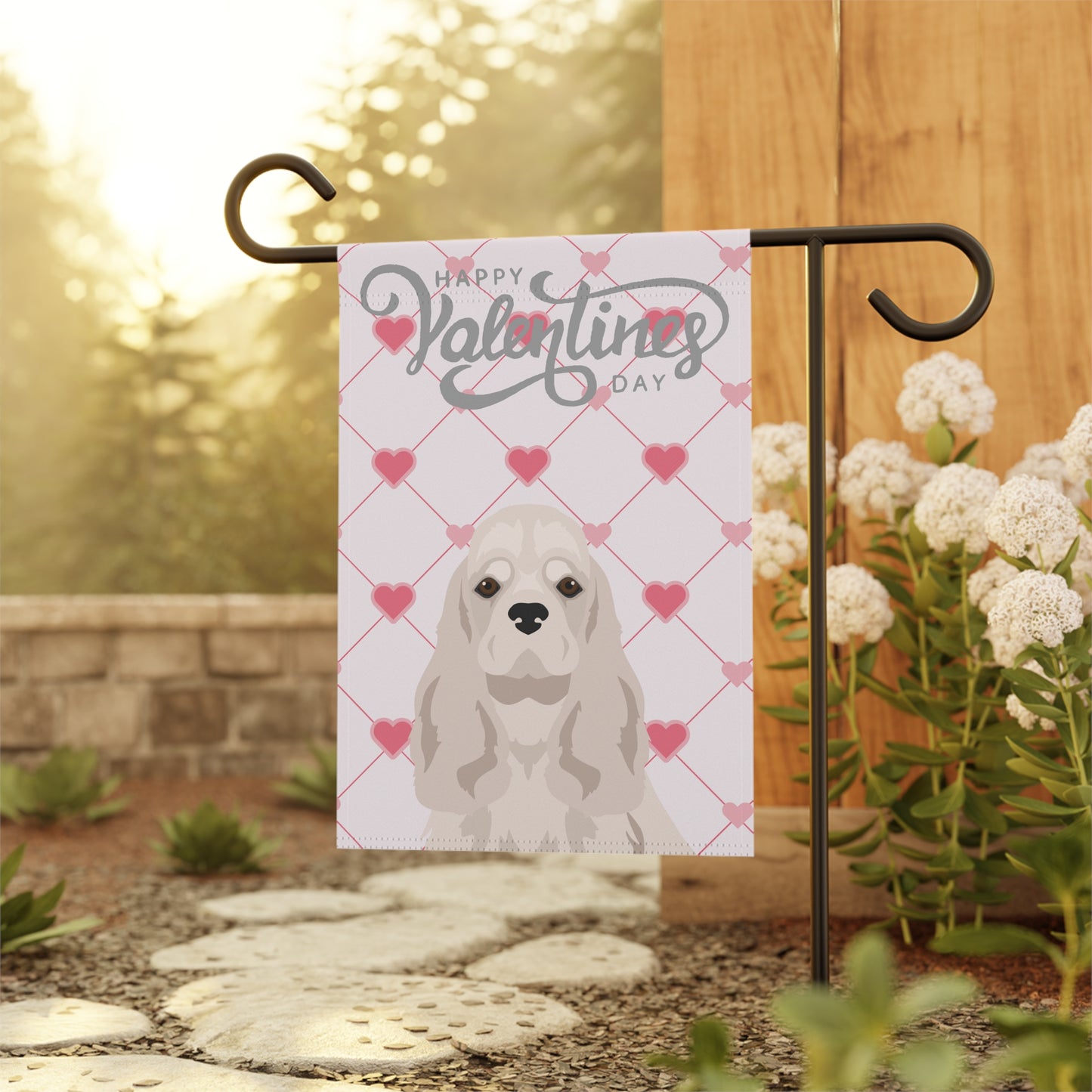 Cocker Spaniel Dog Valentines Day Garden Flag