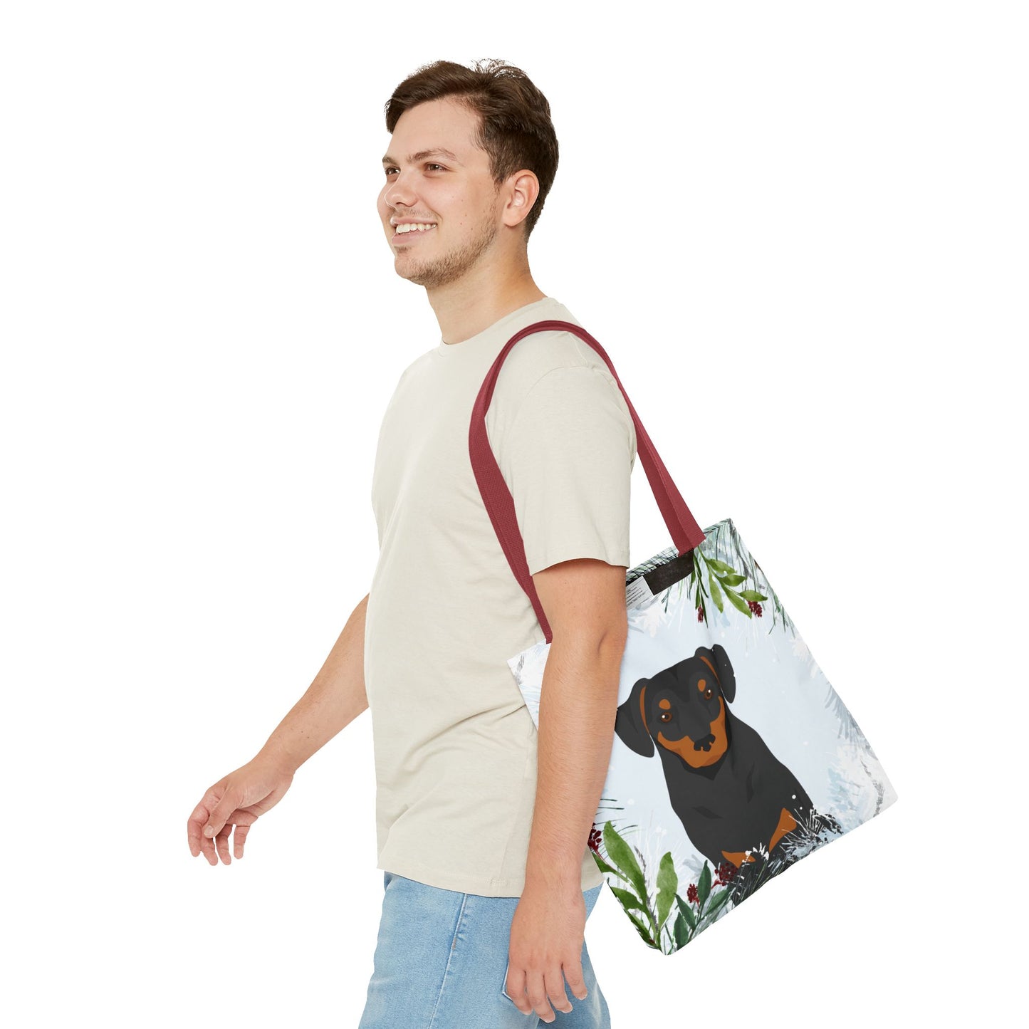 Austrian Pinscher Dog Christmas Holiday Tote Bag 16x16