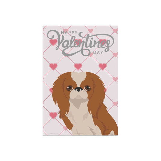 Japanese Chin Dog Valentines Day Garden Flag