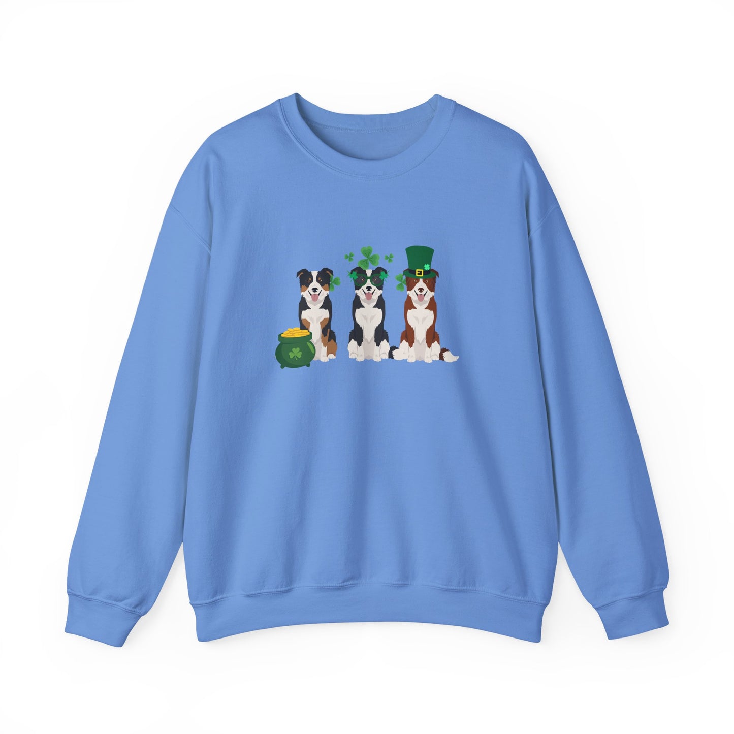 Border Collie Dog St Patricks Day Unisex Heavy Blend Crewneck Sweatshirt, St Pattys day, Cute Dog Mom Gift
