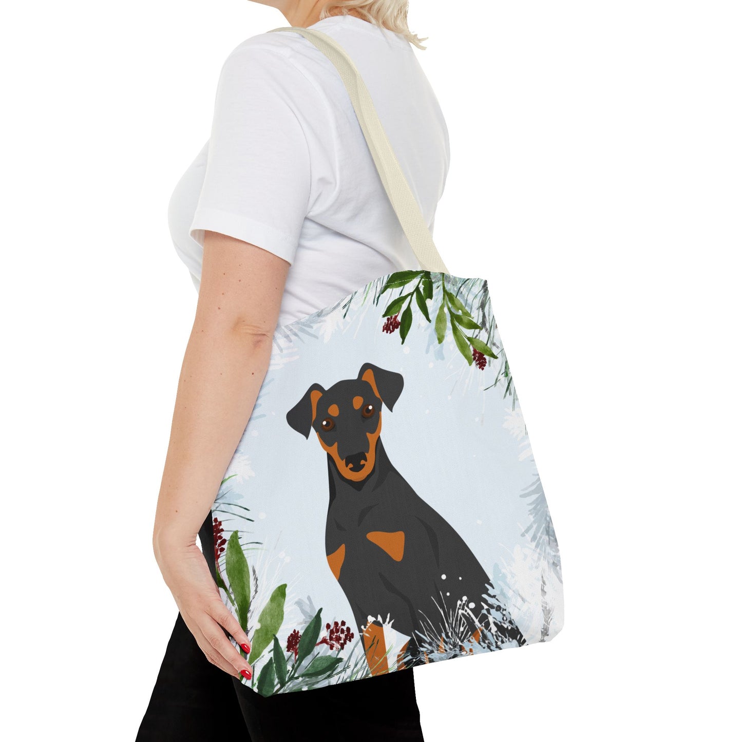 German Pinscher Dog Christmas Holiday Tote Bag 16x16