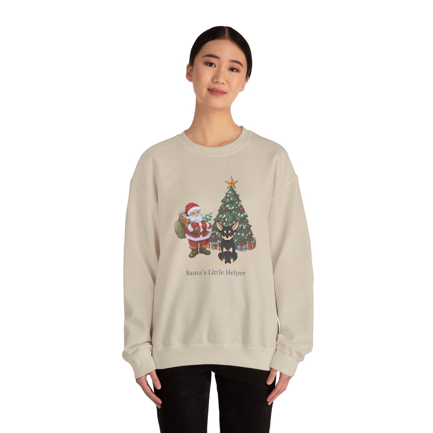 Chihuahua Dog Santa's Little Helper Unisex Heavy Blend Crewneck Sweatshirt