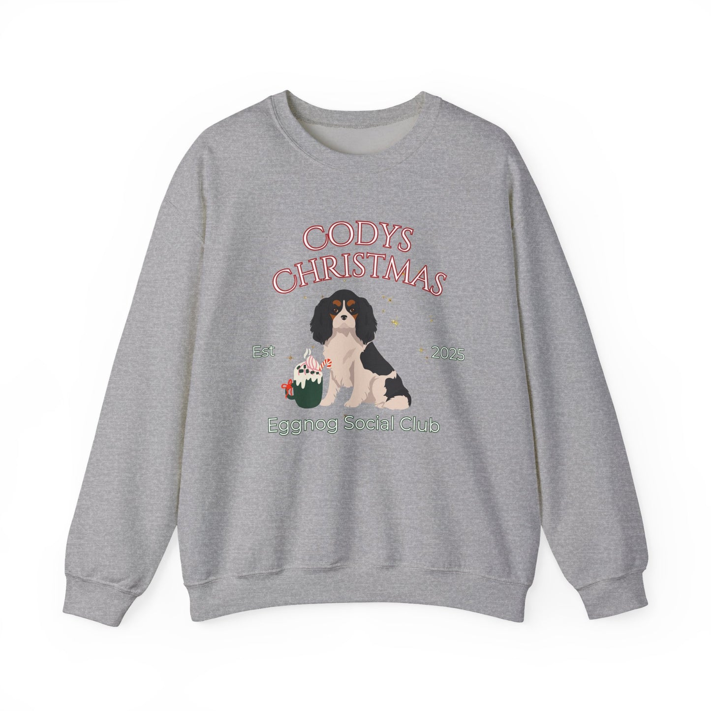 Cavalier King Charles Spaniel Dog Christmas Social Club Unisex Heavy Blend Crewneck Sweatshirt Custom Name