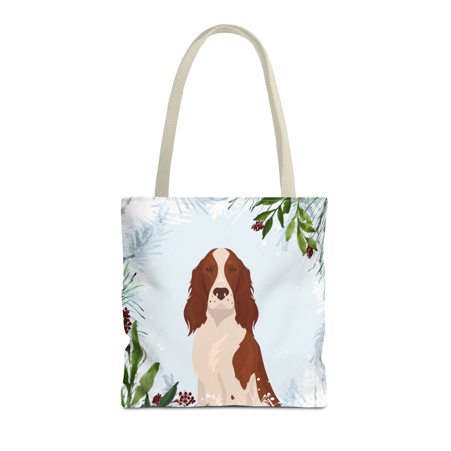 Irish Red and White Setter Dog Christmas Holiday Tote Bag 16x16