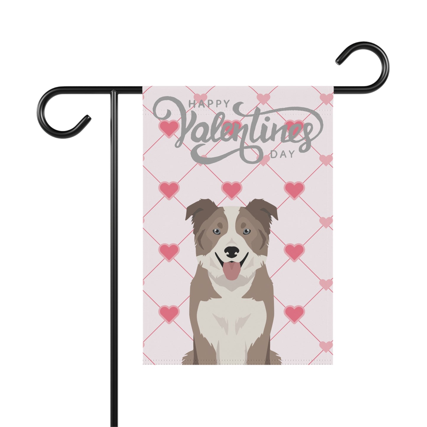 Border Collie Dog Valentines Day Garden Flag