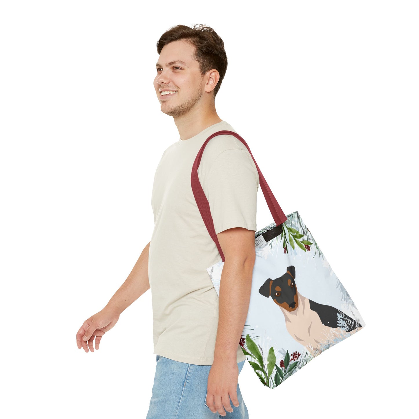 Brazillian Terrier Dog Christmas Holiday Tote Bag 16x16