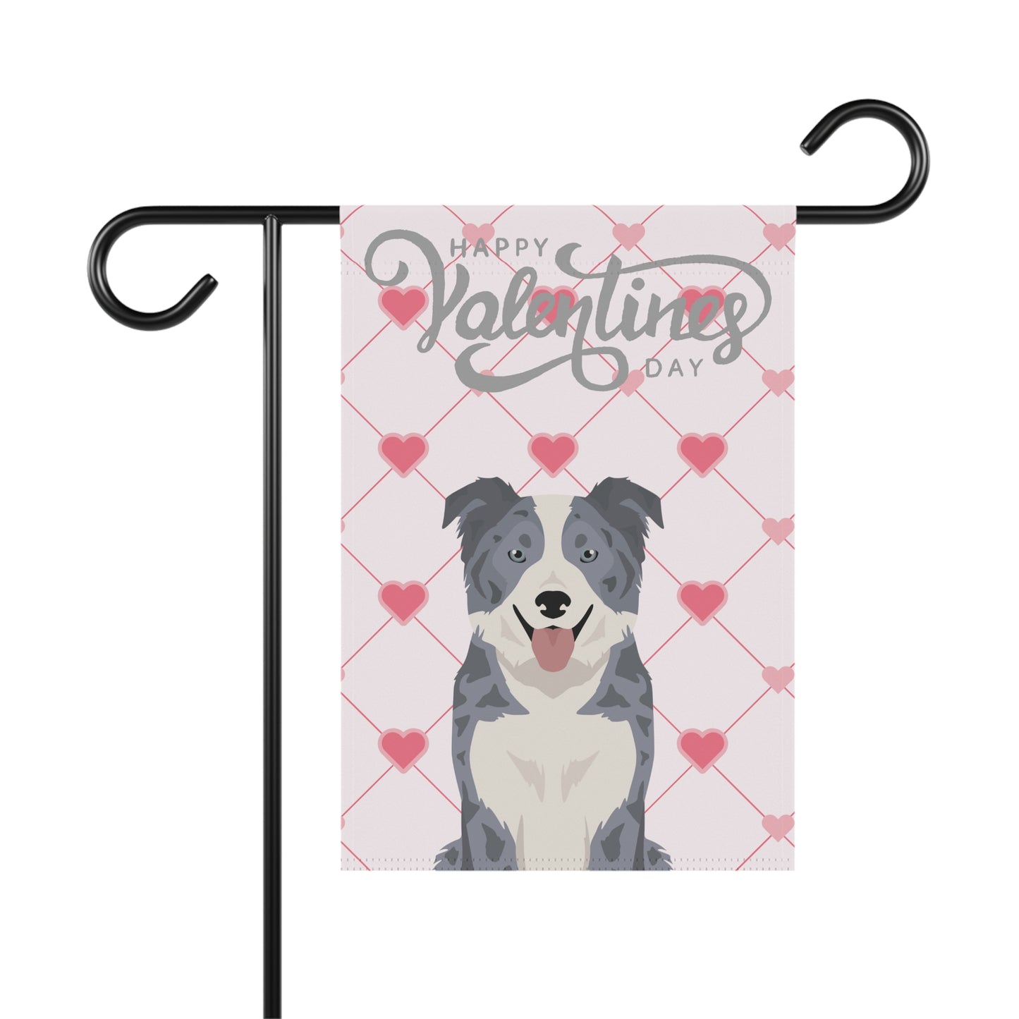 Border Collie Dog Valentines Day Garden Flag