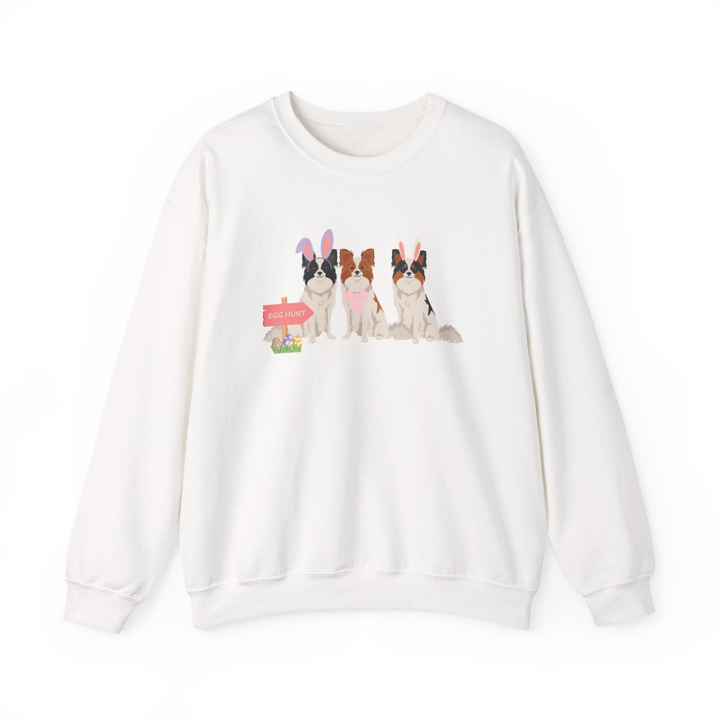 Papillon Dog Easter Unisex Heavy Blend Crewneck Sweatshirt, easter, Cute Dog Mom Gift