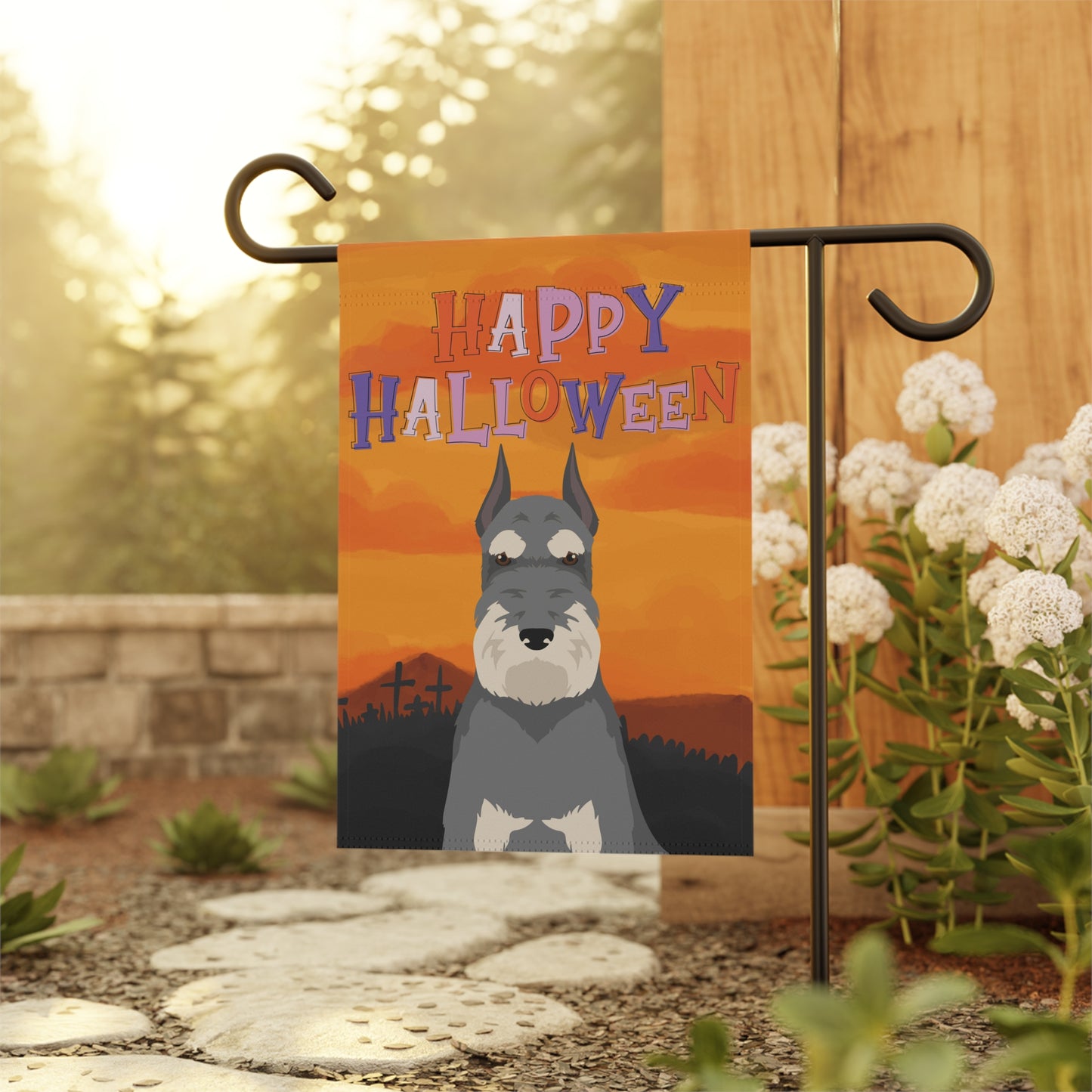 Schnauzer Dog Halloween Garden Flag
