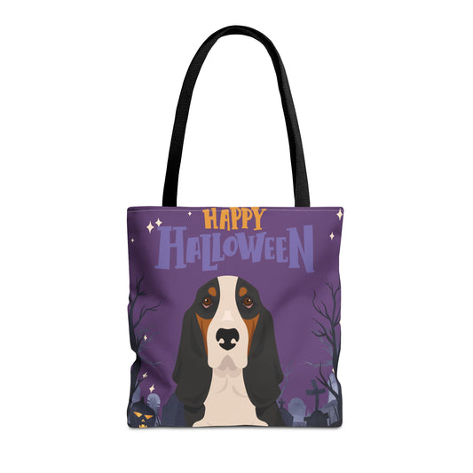 Basset Hound Dog Happy Halloween Tote Bag 16x16