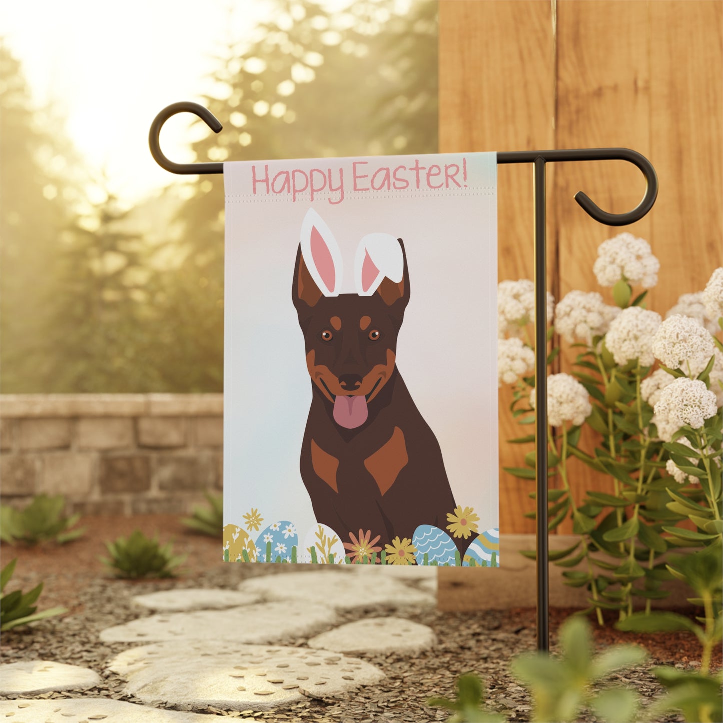 Australian Kelpie Dog Happy Easter Garden Flag