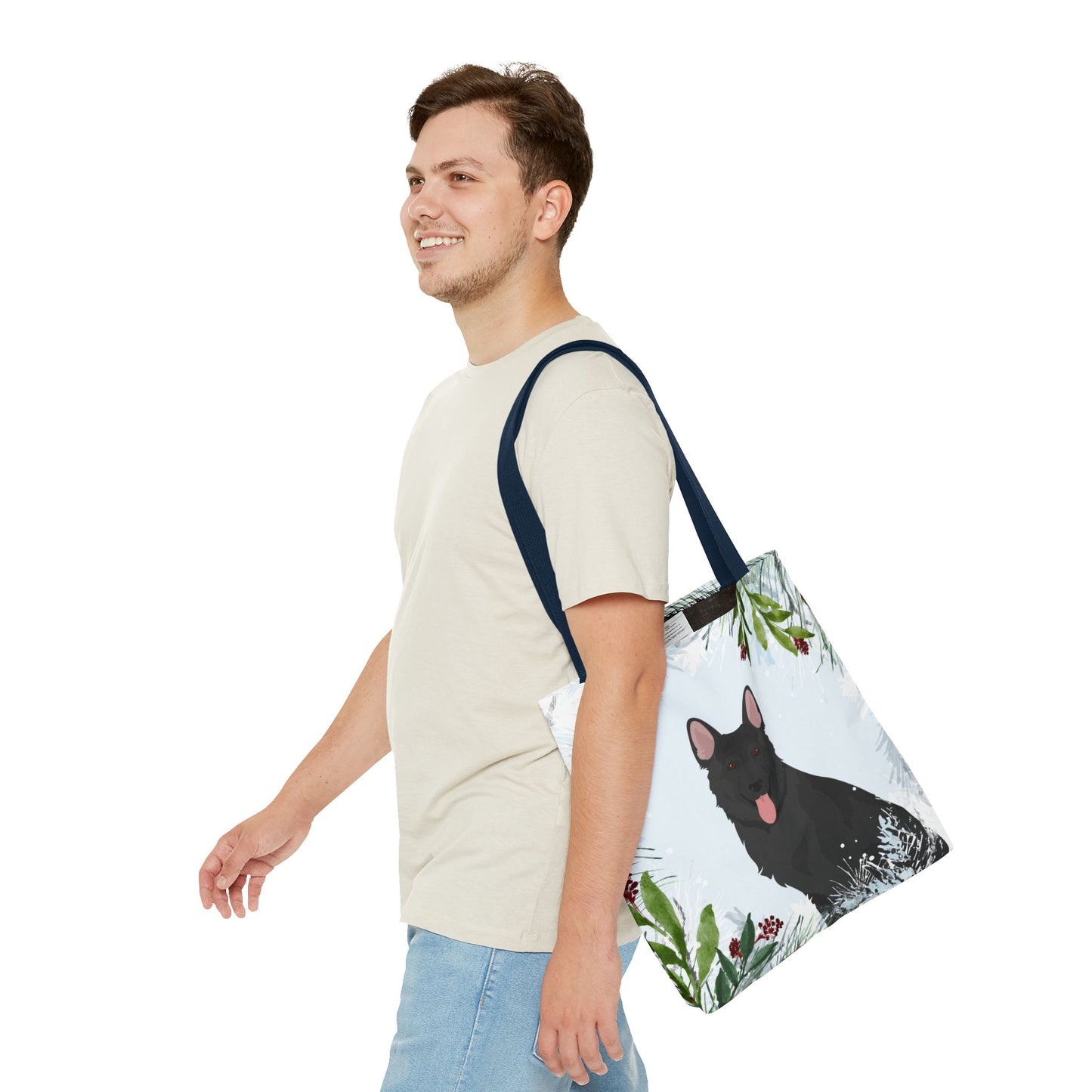 German Shepherd Dog Christmas Holiday Tote Bag 16x16