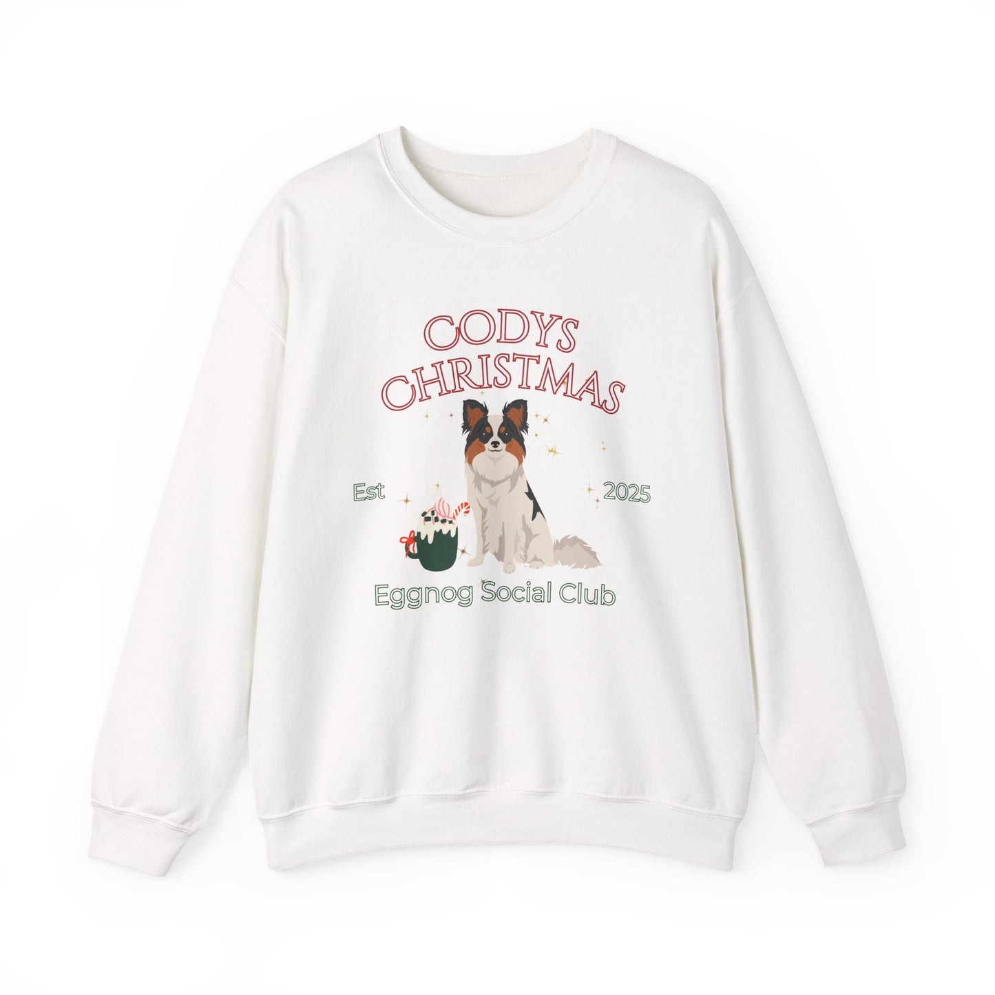 Papillon Dog Christmas Social Club Unisex Heavy Blend Crewneck Sweatshirt Custom Name