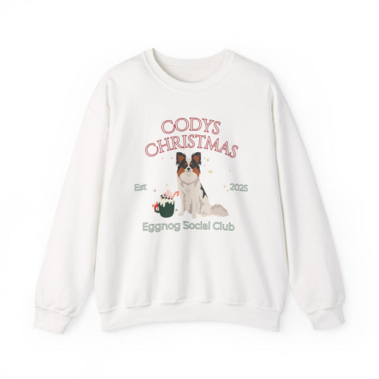 Papillon Dog Christmas Social Club Unisex Heavy Blend Crewneck Sweatshirt Custom Name