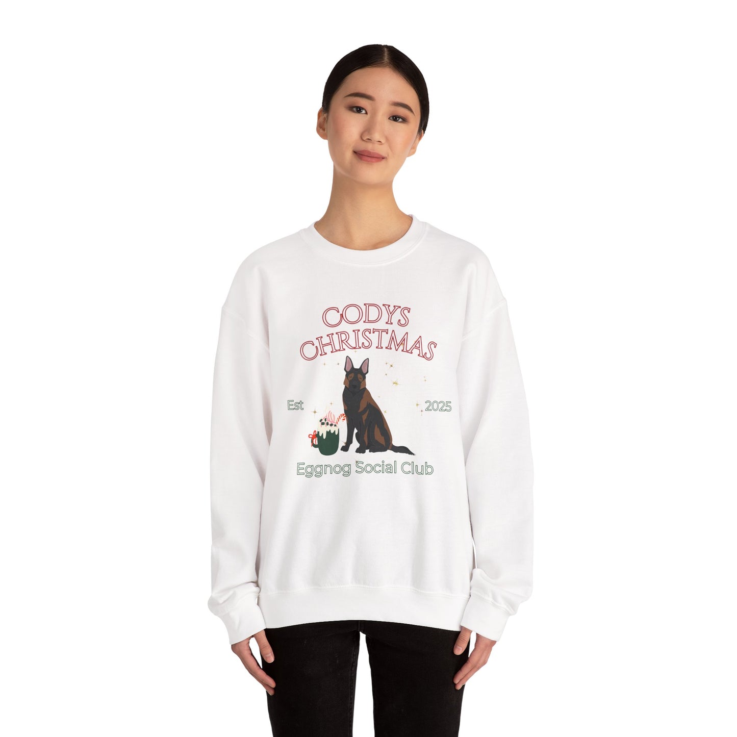 German Shepherd Dog Christmas Social Club Unisex Heavy Blend Crewneck Sweatshirt Custom Name