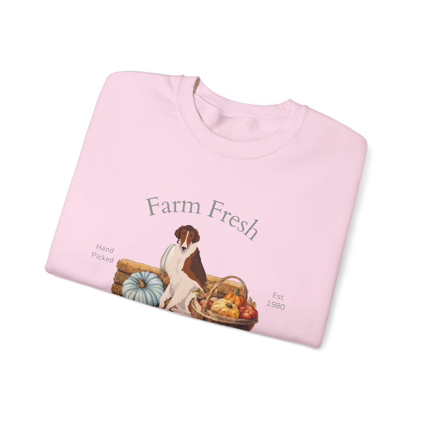 Borzoi Dog Fall Farm Fresh Unisex Heavy Blend Crewneck Sweatshirt