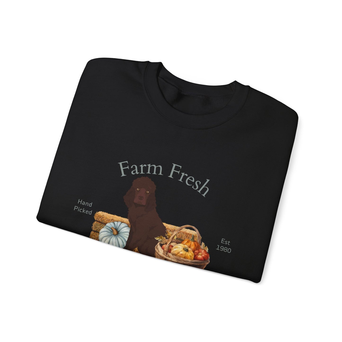 Irish Water Spaniel Dog Fall Farm Fresh Unisex Heavy Blend Crewneck Sweatshirt