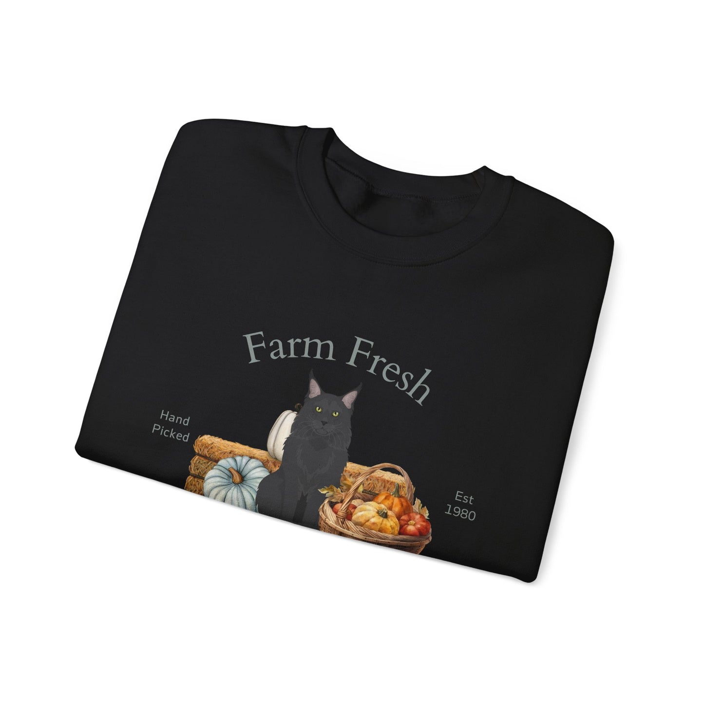 Maine Coon Cat Fall Farm Fresh Unisex Heavy Blend Crewneck Sweatshirt
