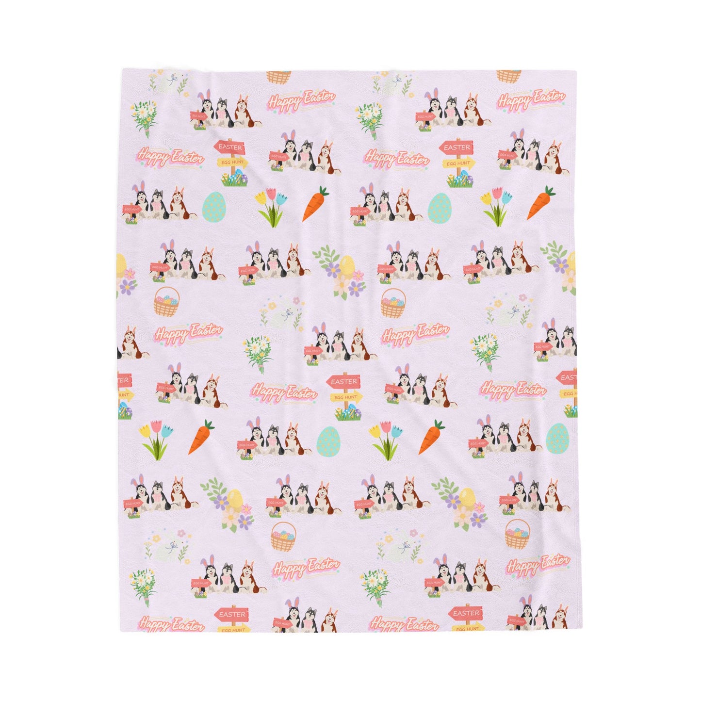 Alaskan Malamute Dog Easter Velveteen Plush Blanket