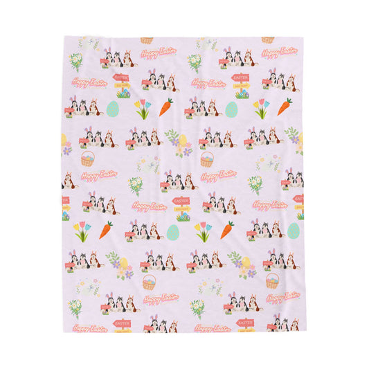 Alaskan Malamute Dog Easter Velveteen Plush Blanket