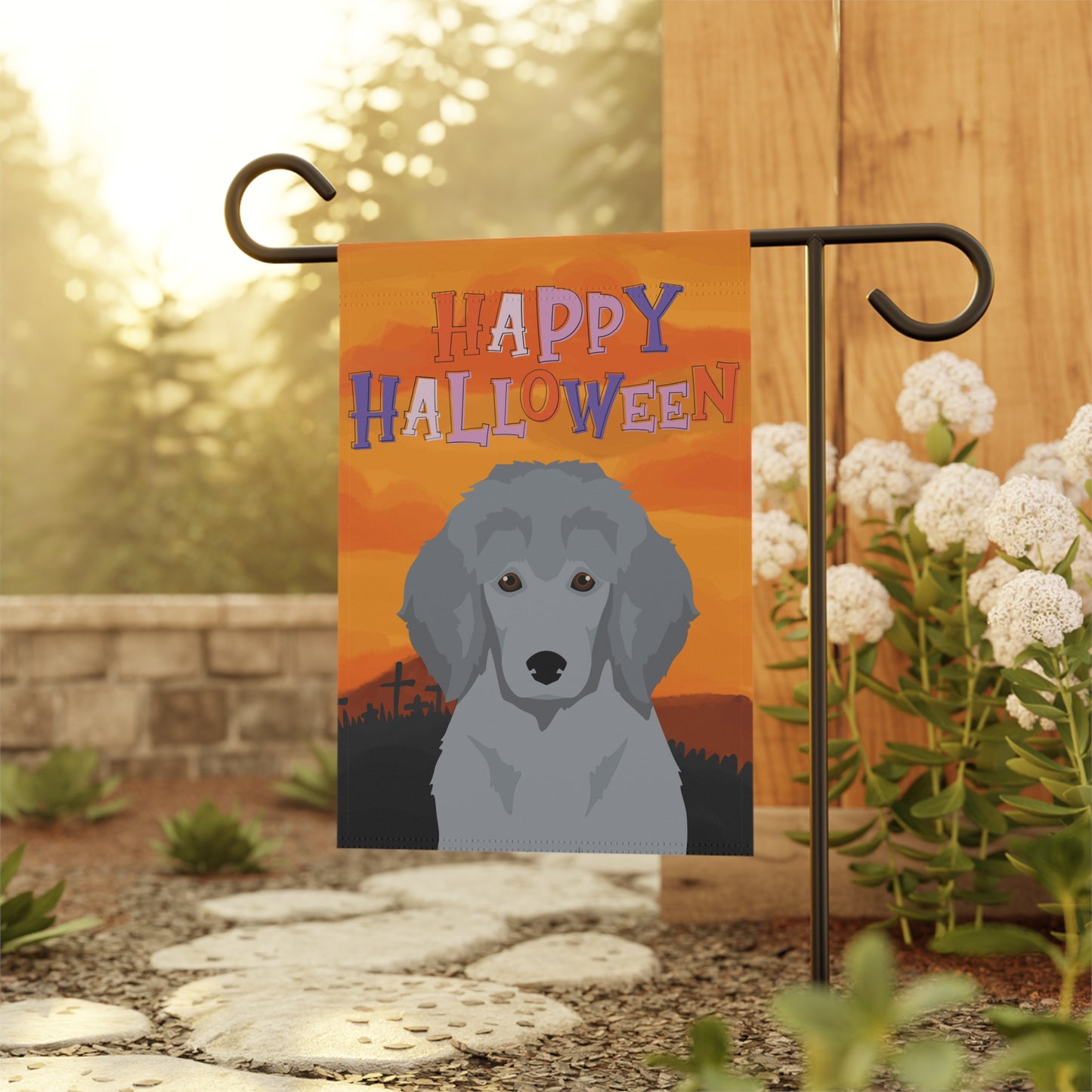Poodle Dog Halloween Garden Flag