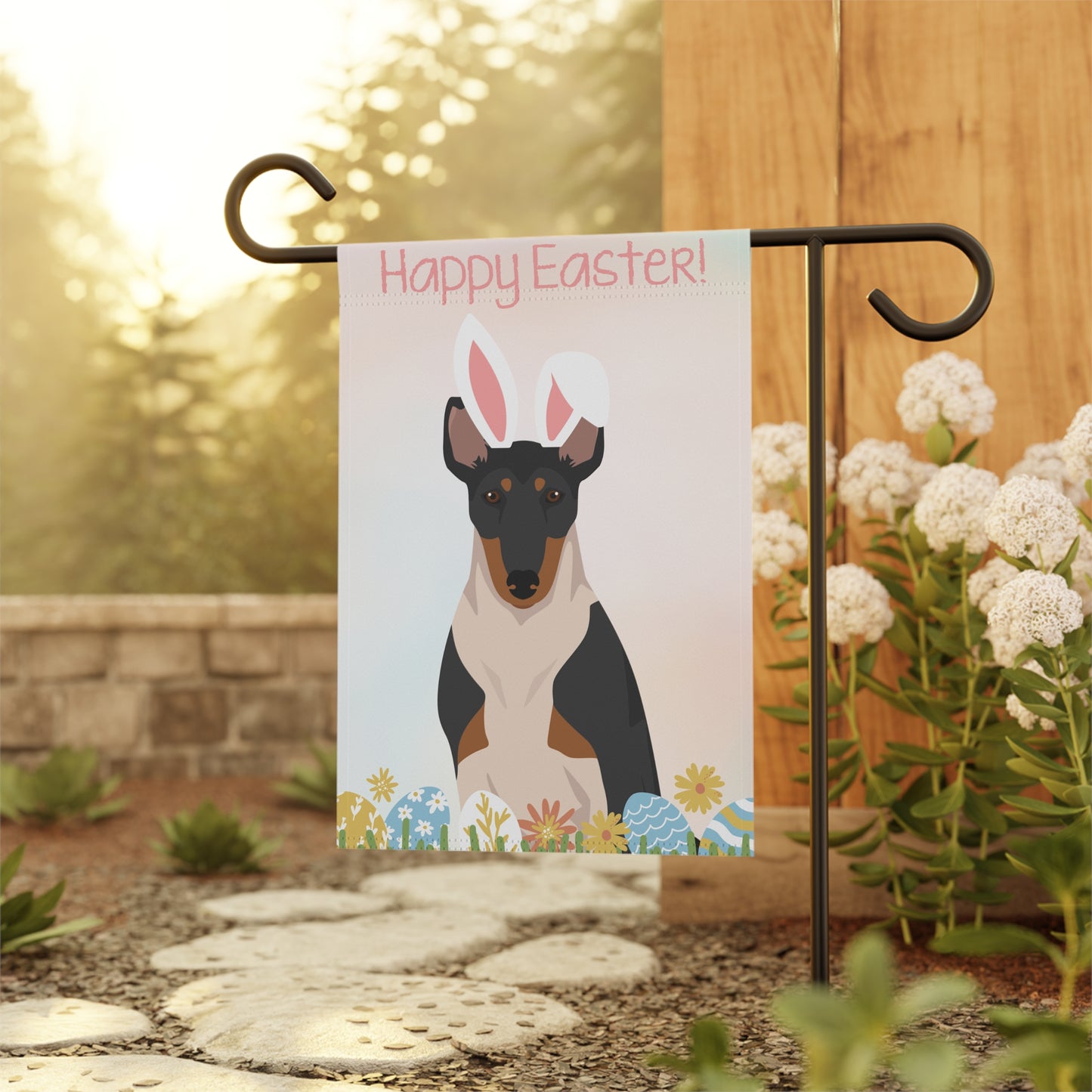 Smooth Collie Dog Happy Easter Garden Flag