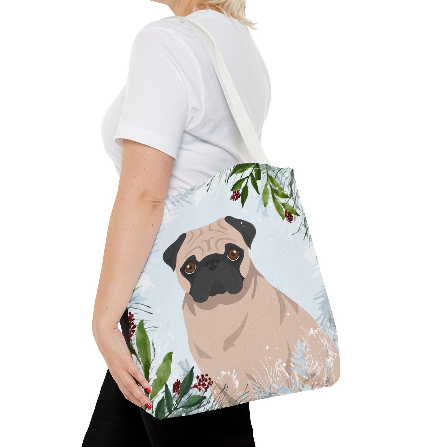 Pug Dog Christmas Holiday Tote Bag 16x16