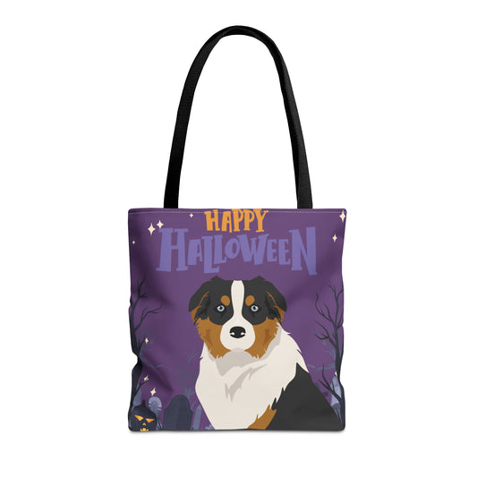 Australian Shepherd Dog Happy Halloween Tote Bag 16x16