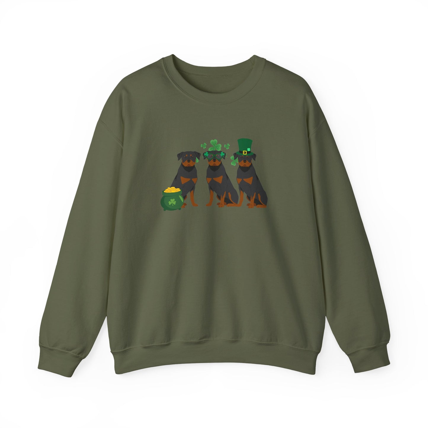 Rottweiler Dog St Patricks Day Unisex Heavy Blend Crewneck Sweatshirt, St Pattys day, Cute Dog Mom Gift