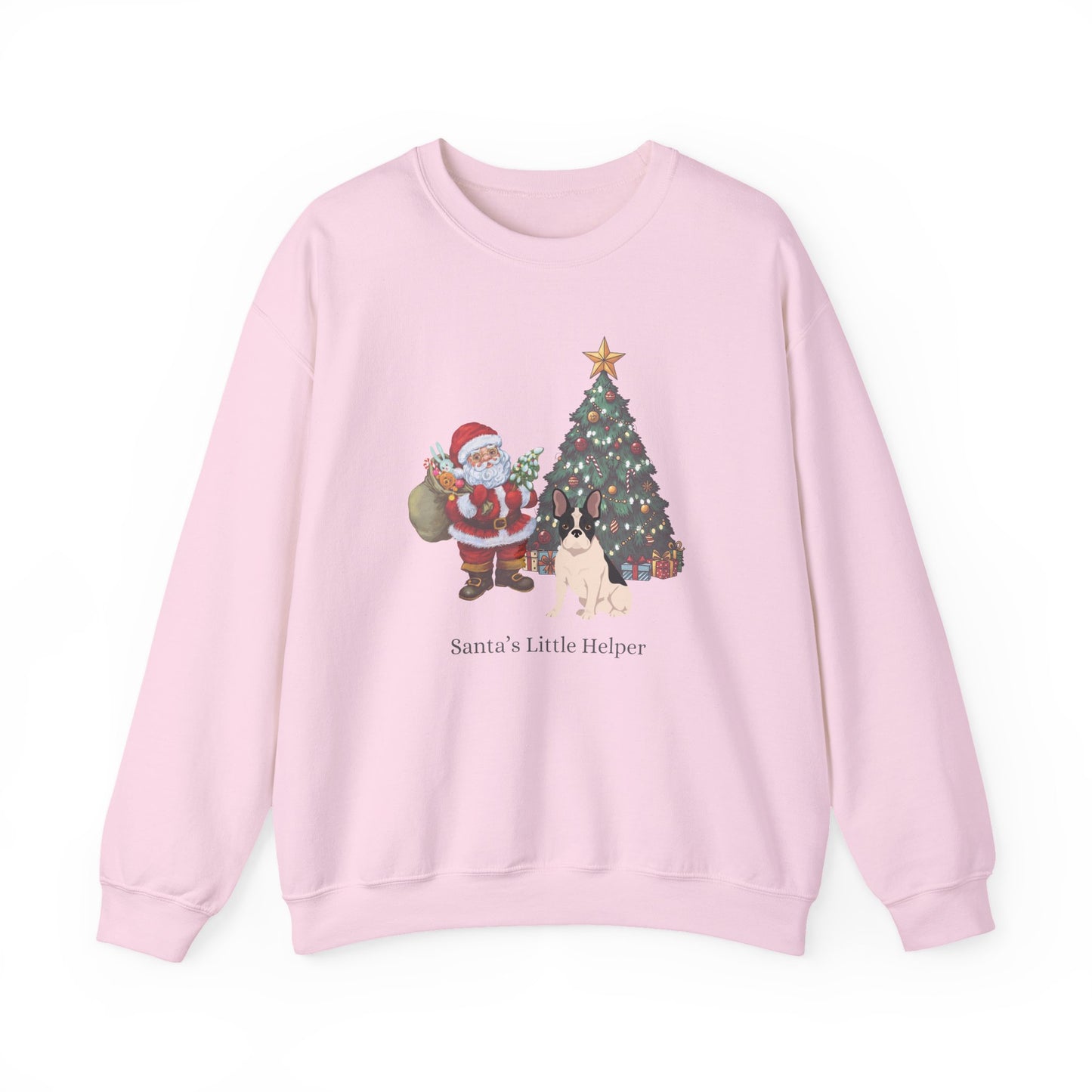 French Bulldog Dog Santa's Little Helper Unisex Heavy Blend Crewneck Sweatshirt
