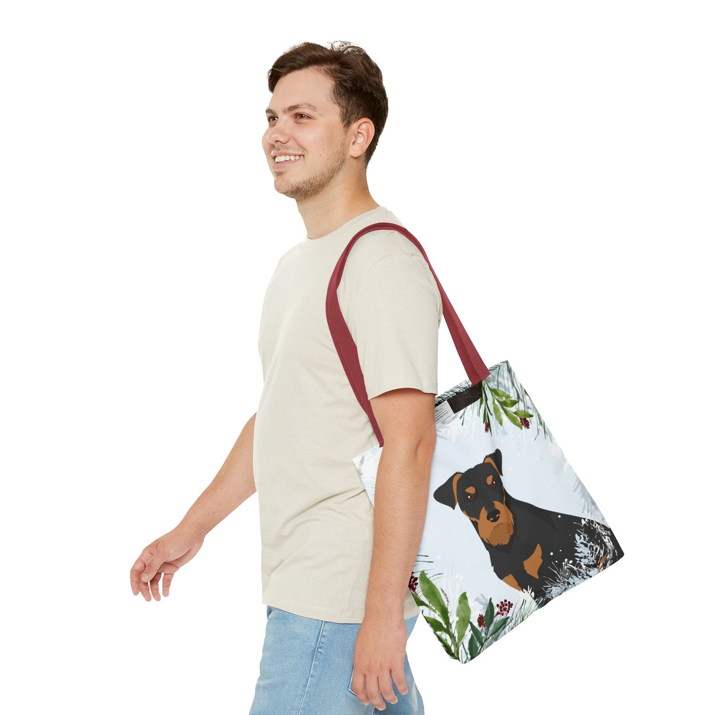 Jagdterrier Dog Christmas Holiday Tote Bag 16x16