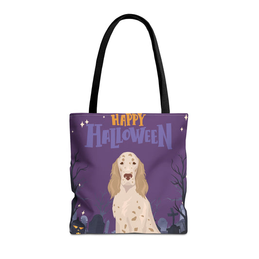 English Setter Dog Happy Halloween Tote Bag 16x16