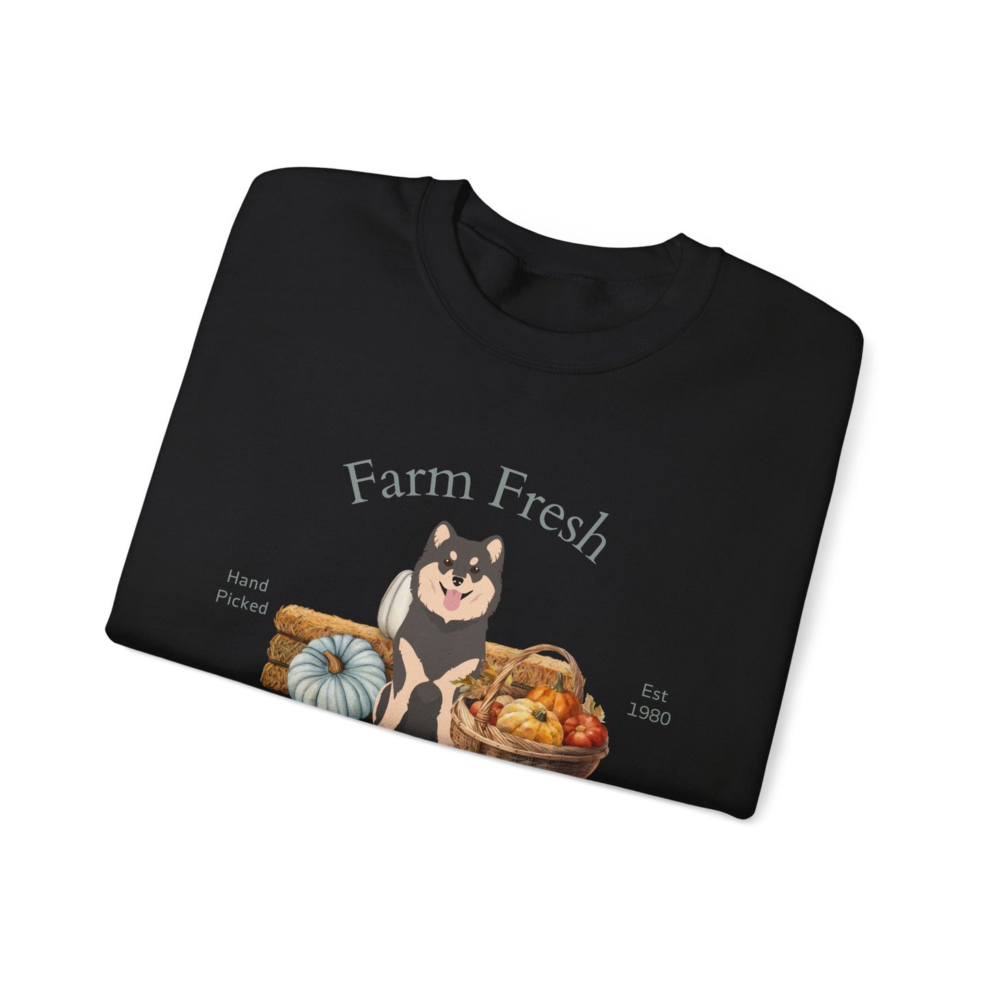 Finnish Lapphund Dog Fall Farm Fresh Unisex Heavy Blend Crewneck Sweatshirt