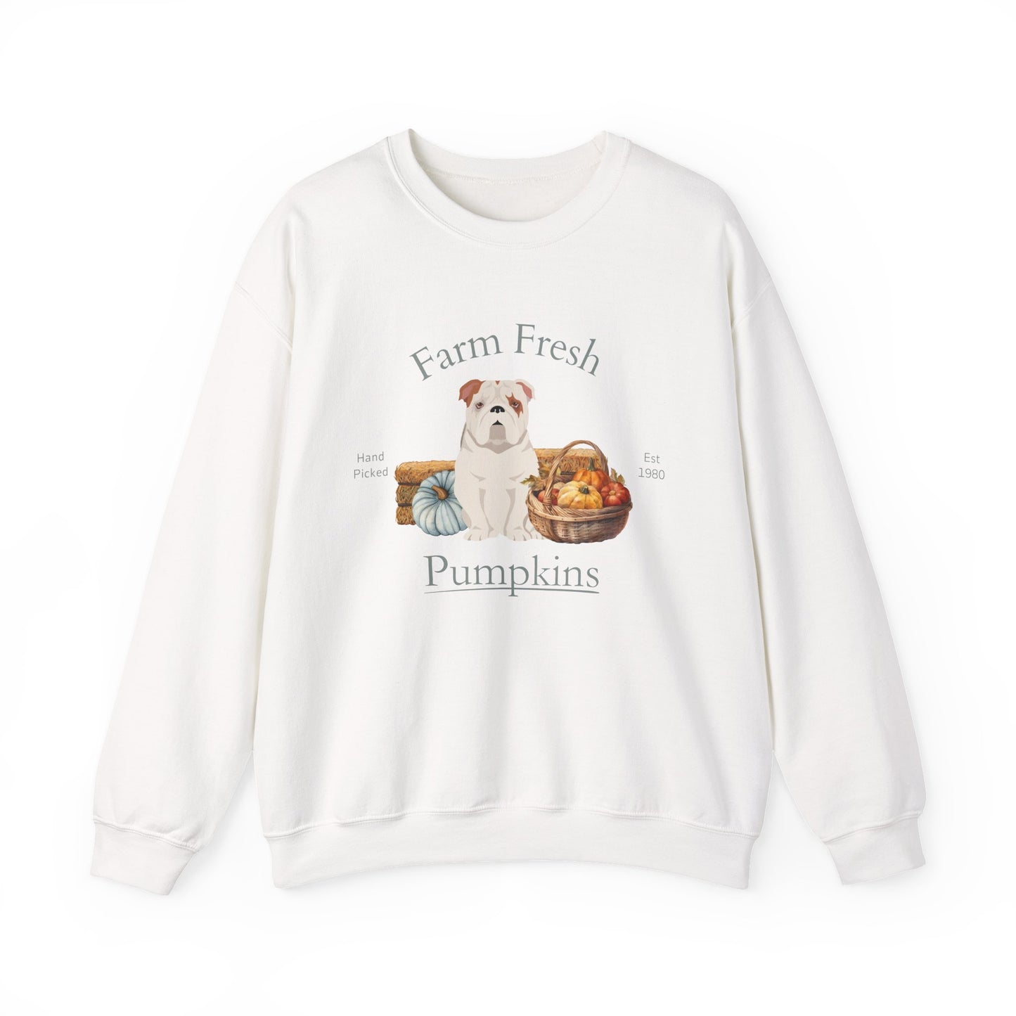 Bulldog Dog Fall Farm Fresh Unisex Heavy Blend Crewneck Sweatshirt