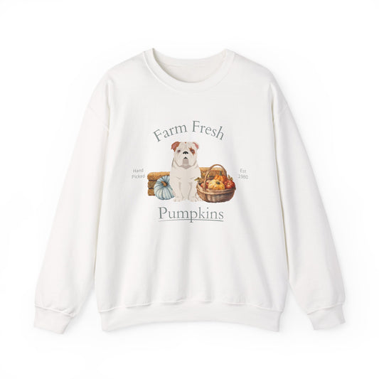 Bulldog Dog Fall Farm Fresh Unisex Heavy Blend Crewneck Sweatshirt