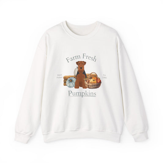 Welsh Terrier Dog Fall Farm Fresh Unisex Heavy Blend Crewneck Sweatshirt
